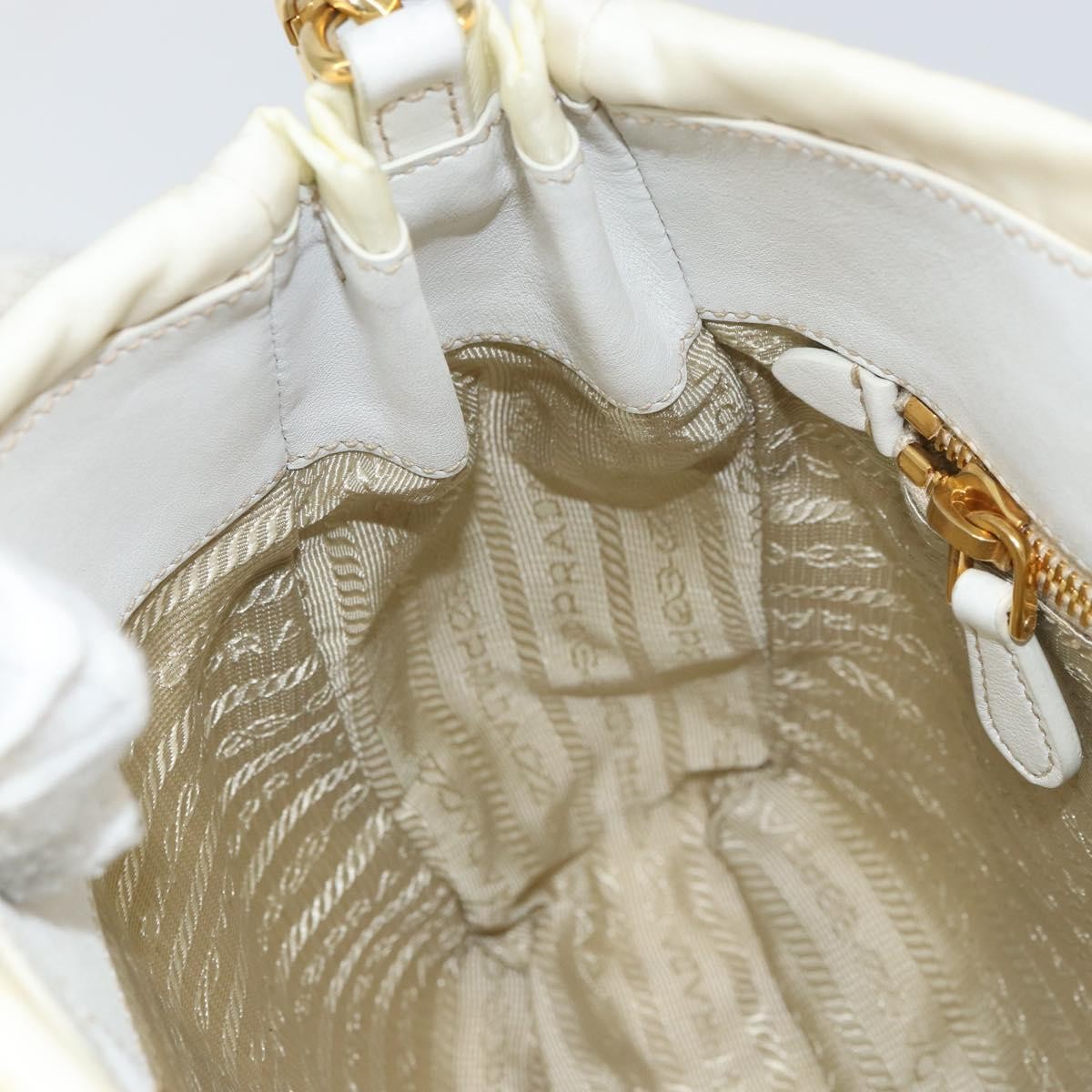Prada Vintage Tote Tessuto With Leather White Nylon Tote Bag Bag (Pre-Owned)