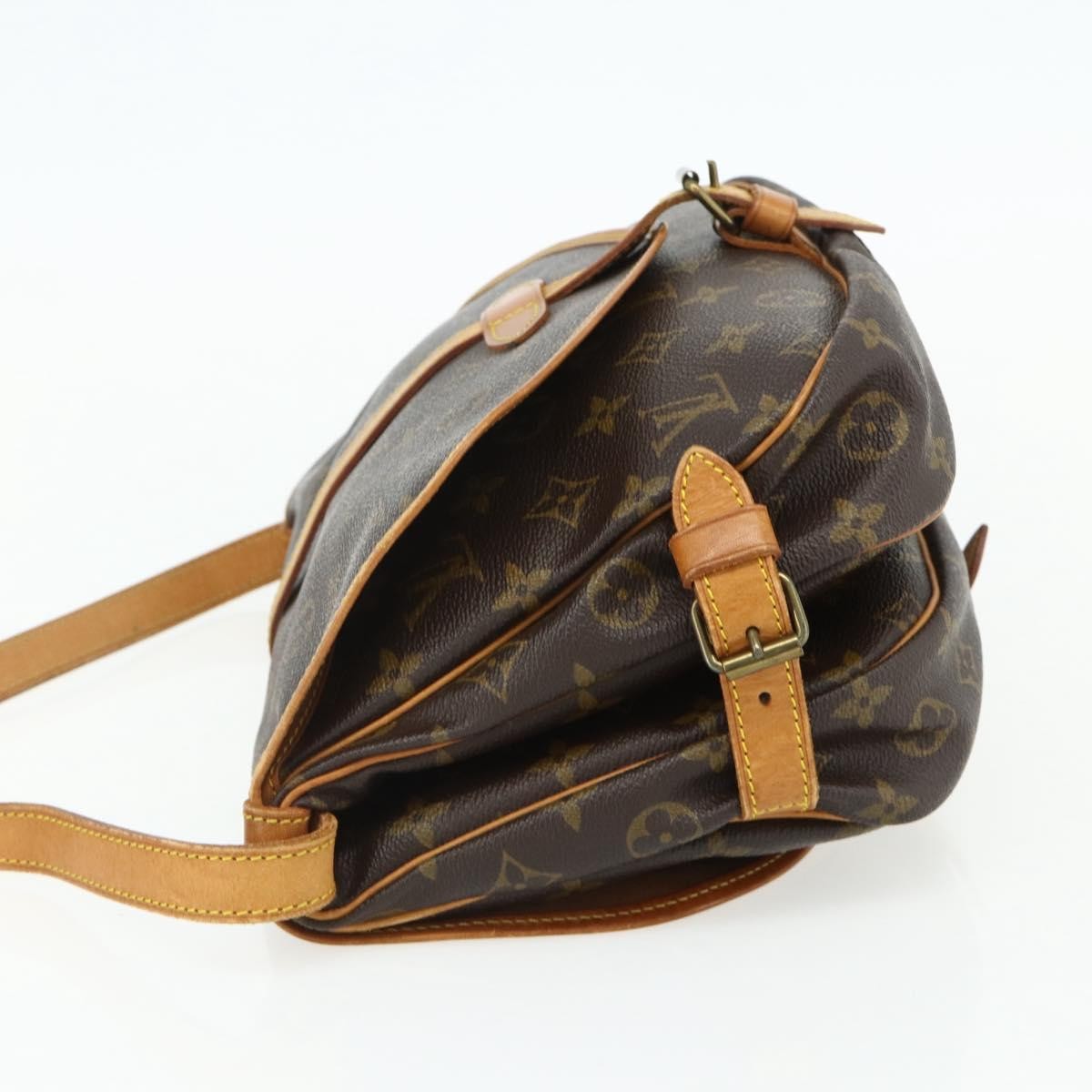 Louis Vuitton Saumur Handbag Monogram Canvas Brown Canvas Shoulder Bag Bag (Pre-Owned)
