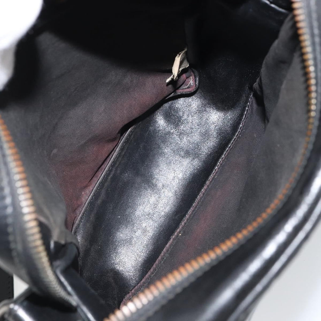Bottega Veneta Intrecciato Shoulder Bag Leather Black Leather Shoulder Bag Bag (Pre-Owned)