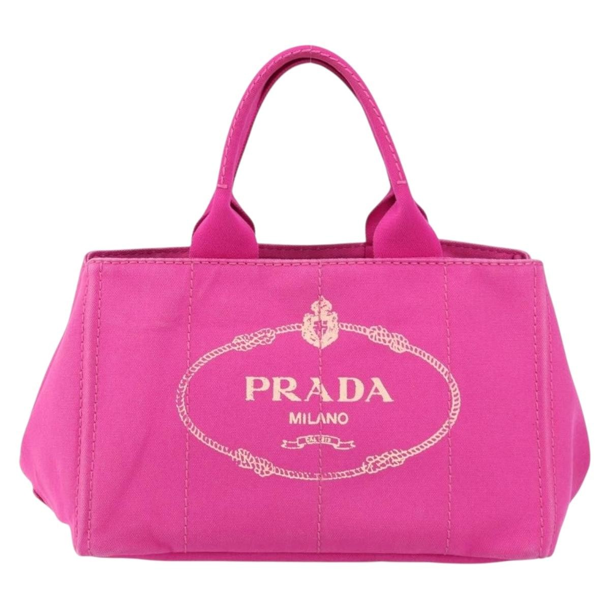 Prada Canapa Tote Canvas Pink Canvas Tote Bag Bag (Pre-Owned)