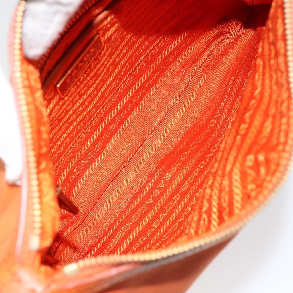 Prada Flat Messenger Tessuto With Leather Orange Nylon Shoulder Bag Bag (Pre-Owned)