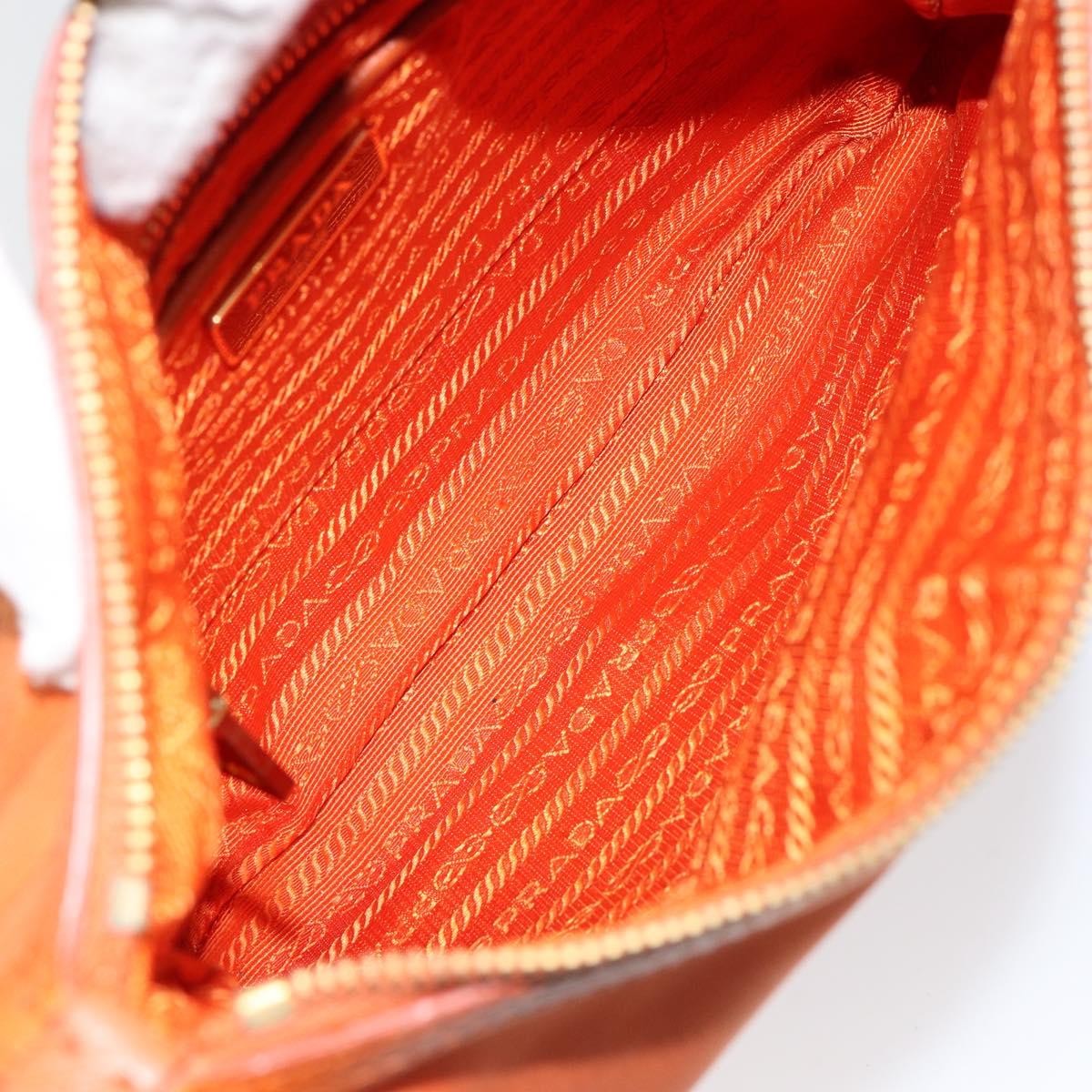 Prada Flat Messenger Tessuto With Leather Orange Nylon Shoulder Bag Bag (Pre-Owned)