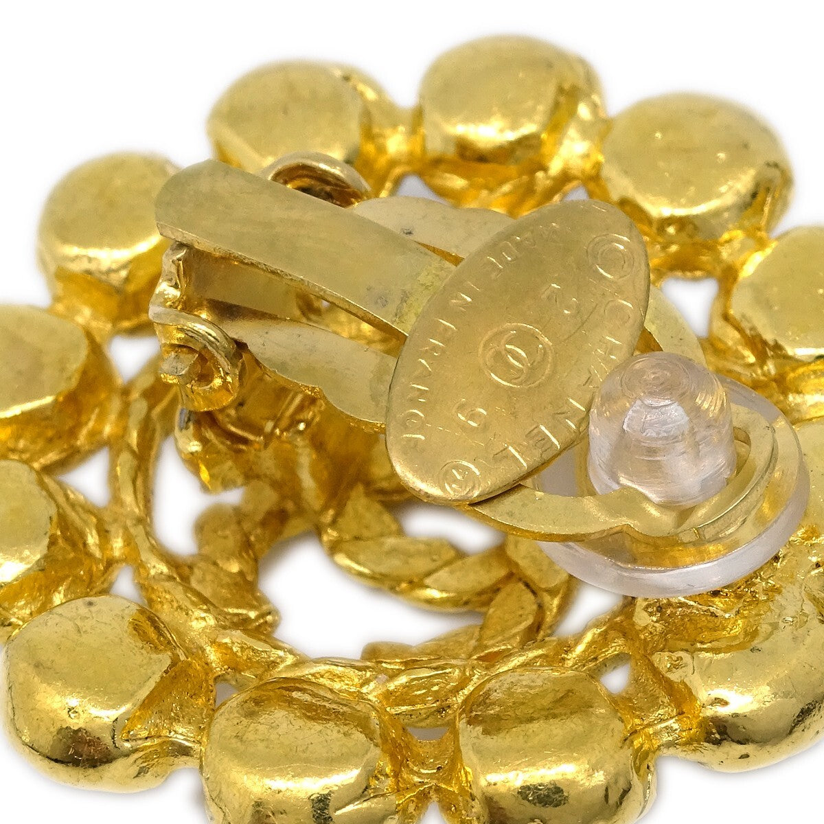 Chanel Vintage Round Cc Clip-On Earrings Metal Gold Gold_Plated Earrings Jewelry (Pre-Owned)