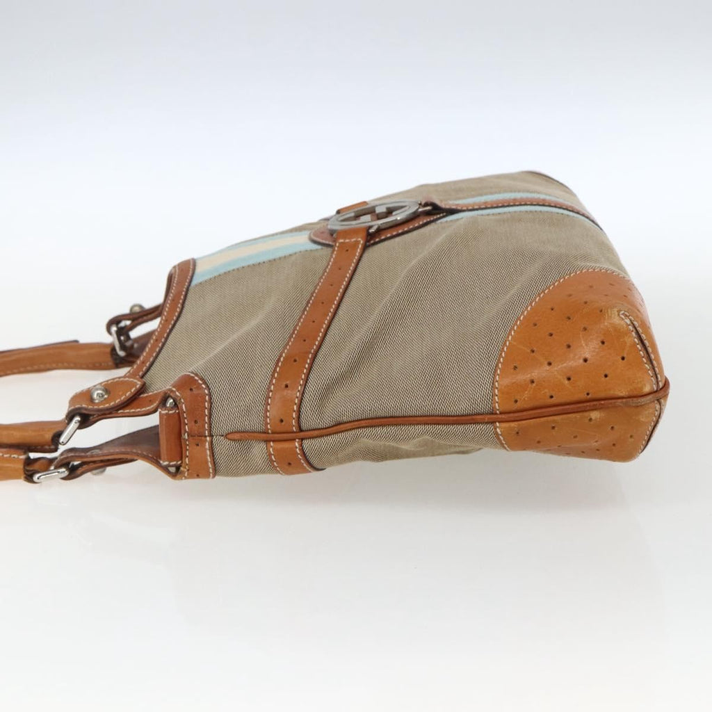 Gucci Reins Web Shoulder Bag Canvas Beige Canvas Shoulder Bag Bag (Pre-Owned)