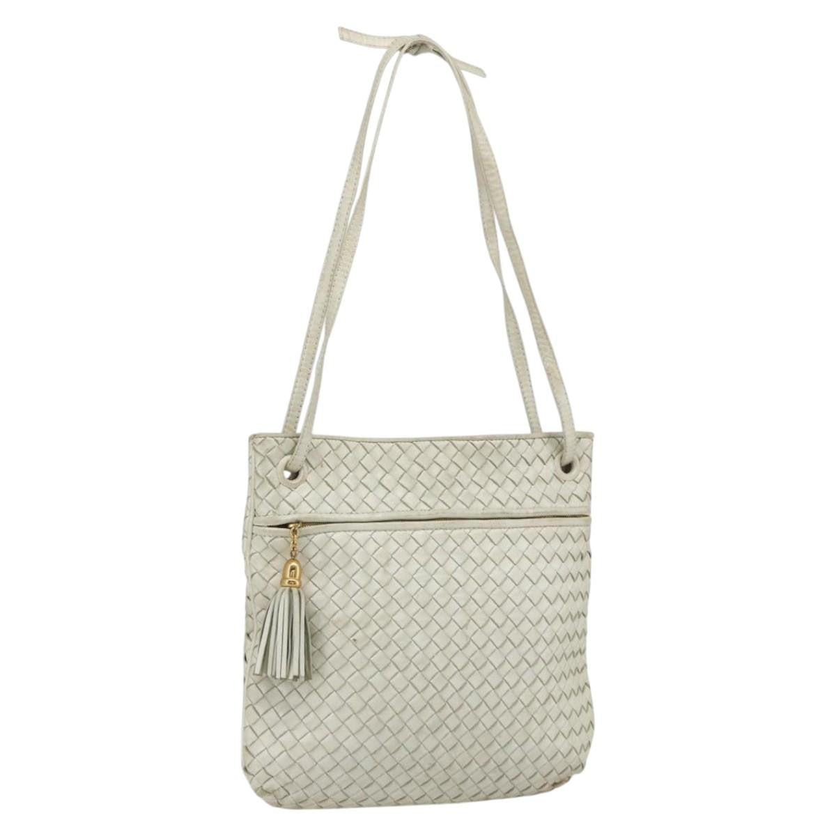 Bottega Veneta Intrecciato Shoulder Bag Leather White Leather Shoulder Bag Bag (Pre-Owned)
