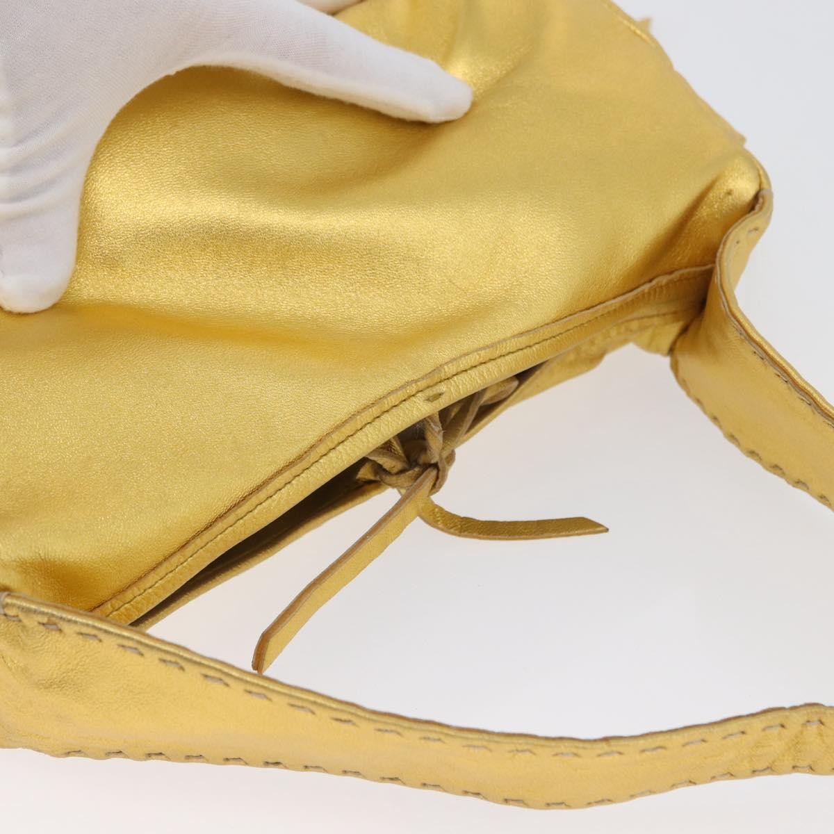Prada Vintage Shoulder Bag Leather Gold Leather Shoulder Bag Bag (Pre-Owned)