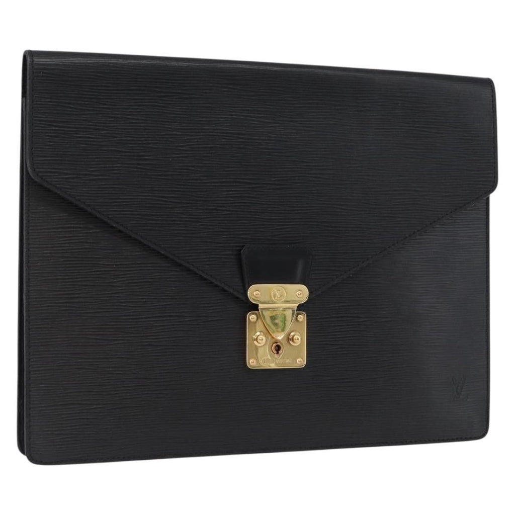 Louis Vuitton Porte-Documents Senateur Bag Epi Leather Black Leather Briefcase Bag (Pre-Owned)