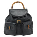 Gucci Vintage Bamboo Backpack Leather Black Leather Backpack Bag (Pre-Owned)