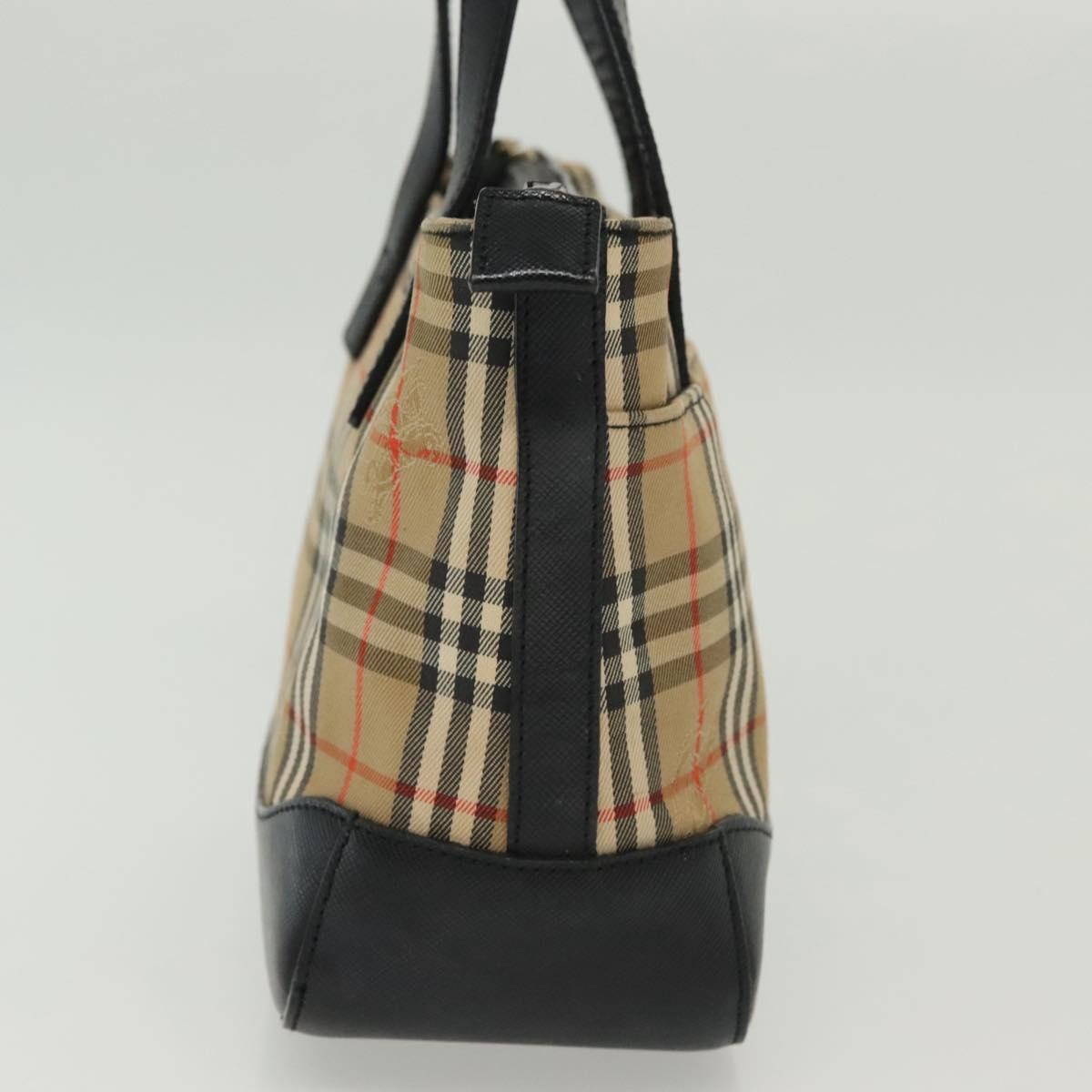 Burberry Nova Handbag Check Pattern Beige Canvas Bag (Pre-Owned)