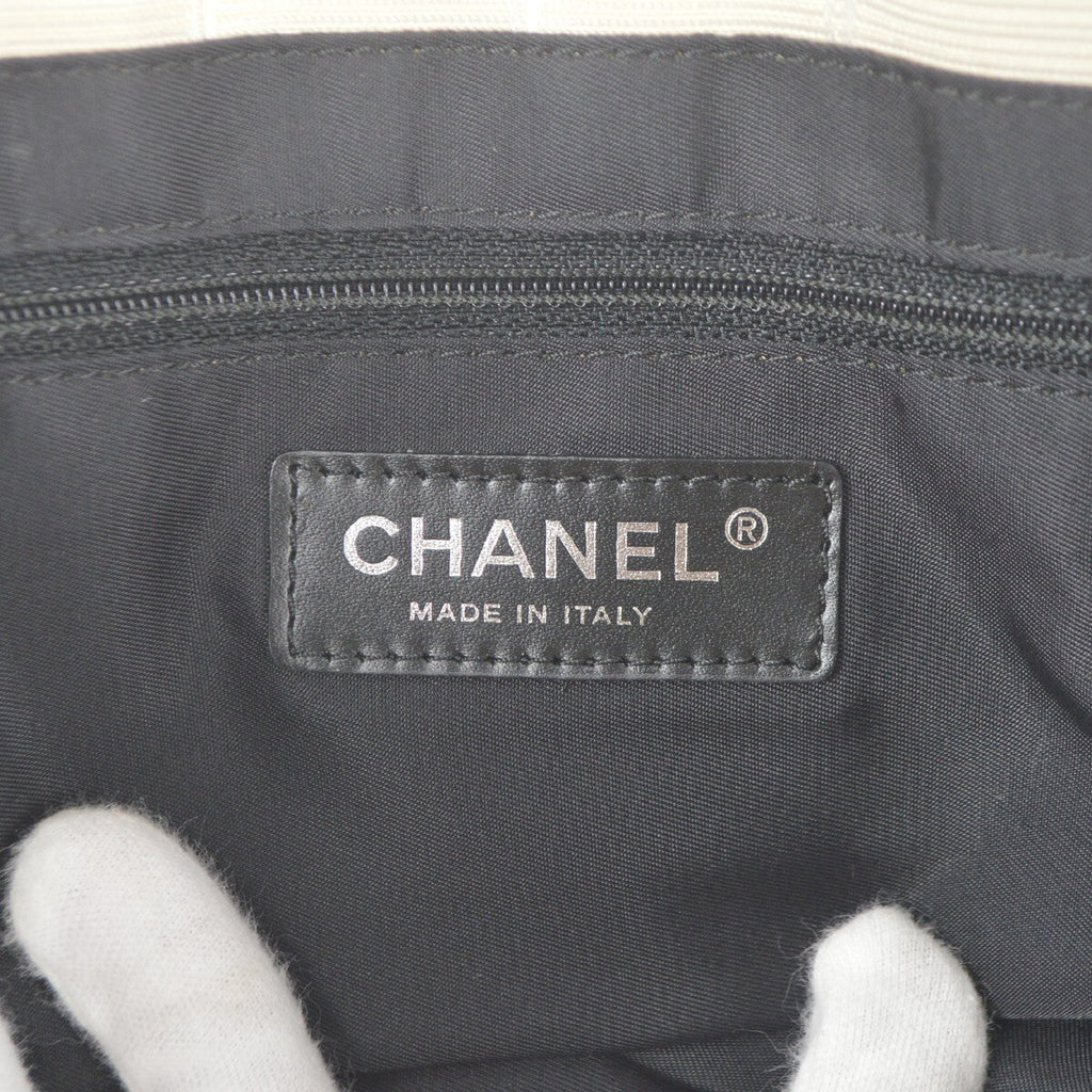 Chanel Travel Line Tote Nylon White Nylon Tote Bag Bag (Pre-Owned)