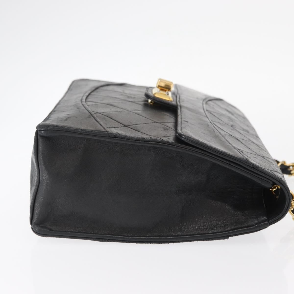 Chanel Vintage Mademoiselle Lock Trapezoid Flap Bag Quilted Lambskin Black Leather Shoulder Bag Bag (Pre-Owned)