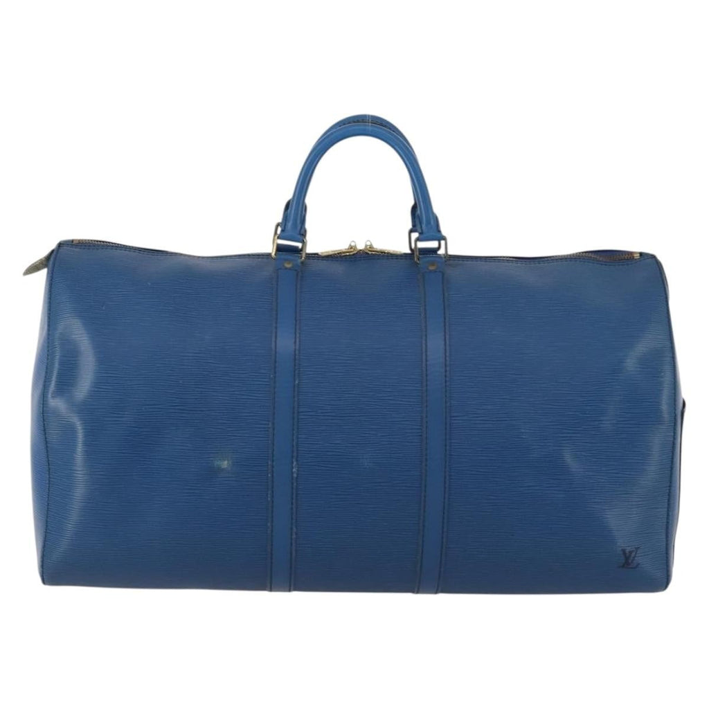 Louis Vuitton Keepall Bag Epi Leather Blue Leather Travel Bag Bag (Pre-Owned)
