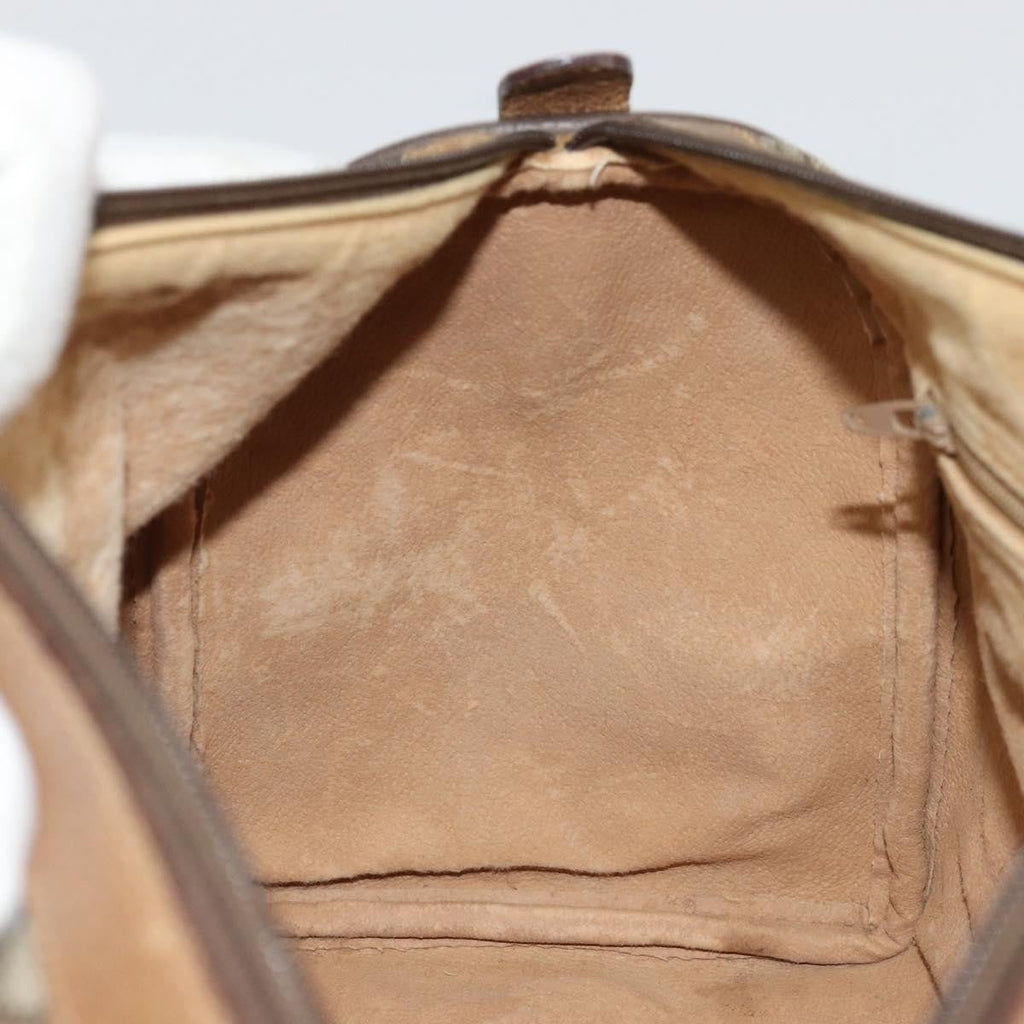 Gucci Vintage Web Sherry Line Handbag Micro Gg Canvas Beige Canvas Handbag (Pre-Owned)