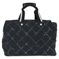 Chanel Travel Line Boston Bag Printed Nylon Black Nylon Travel Bag Bag (Pre-Owned)
