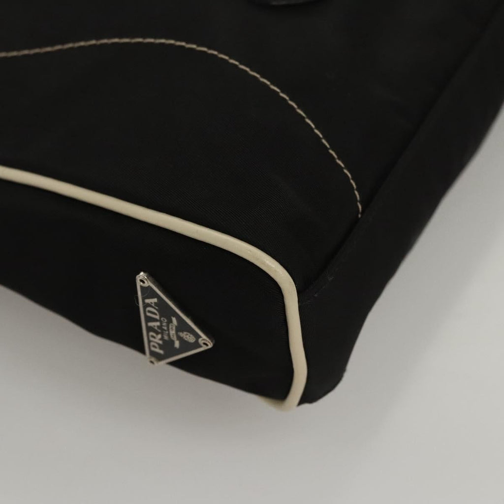 Prada Vintage Shoulder Bag Nylon And Leather Black Nylon Shoulder Bag Bag (Pre-Owned)
