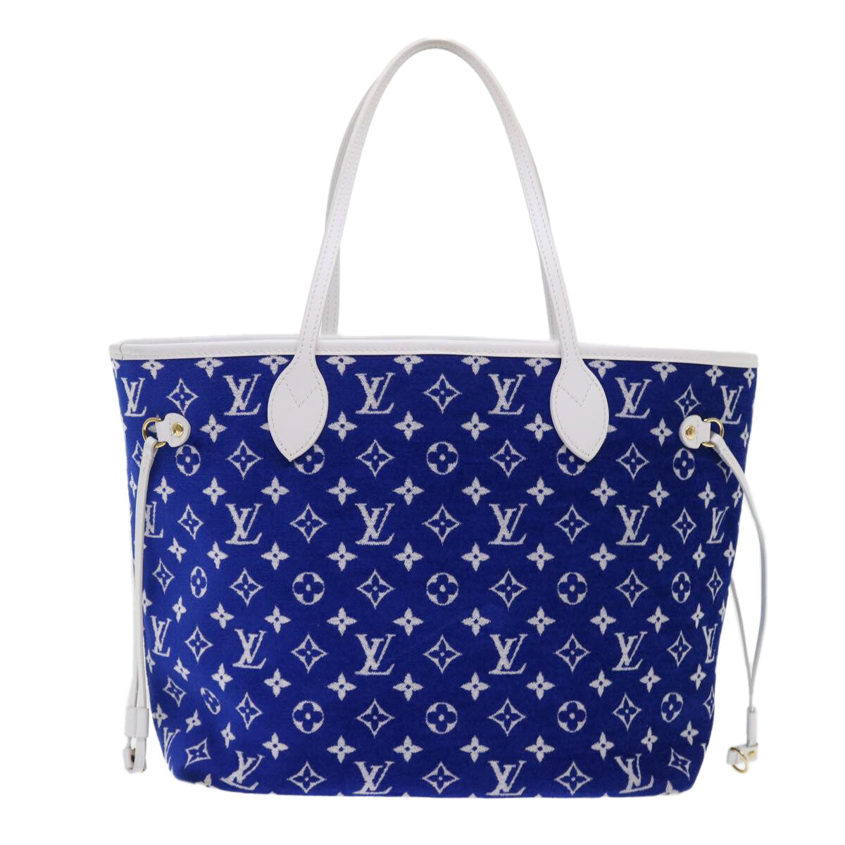 Louis Vuitton Neverfull Nm Tote Lv Match Monogram Jacquard Velvet Blue Velvet Tote Bag Bag (Pre-Owned)