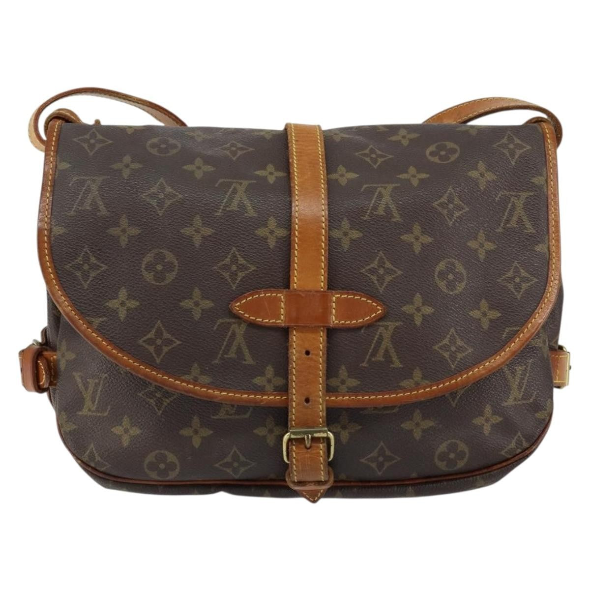Louis Vuitton Saumur Handbag Monogram Canvas Brown Canvas Shoulder Bag Bag (Pre-Owned)