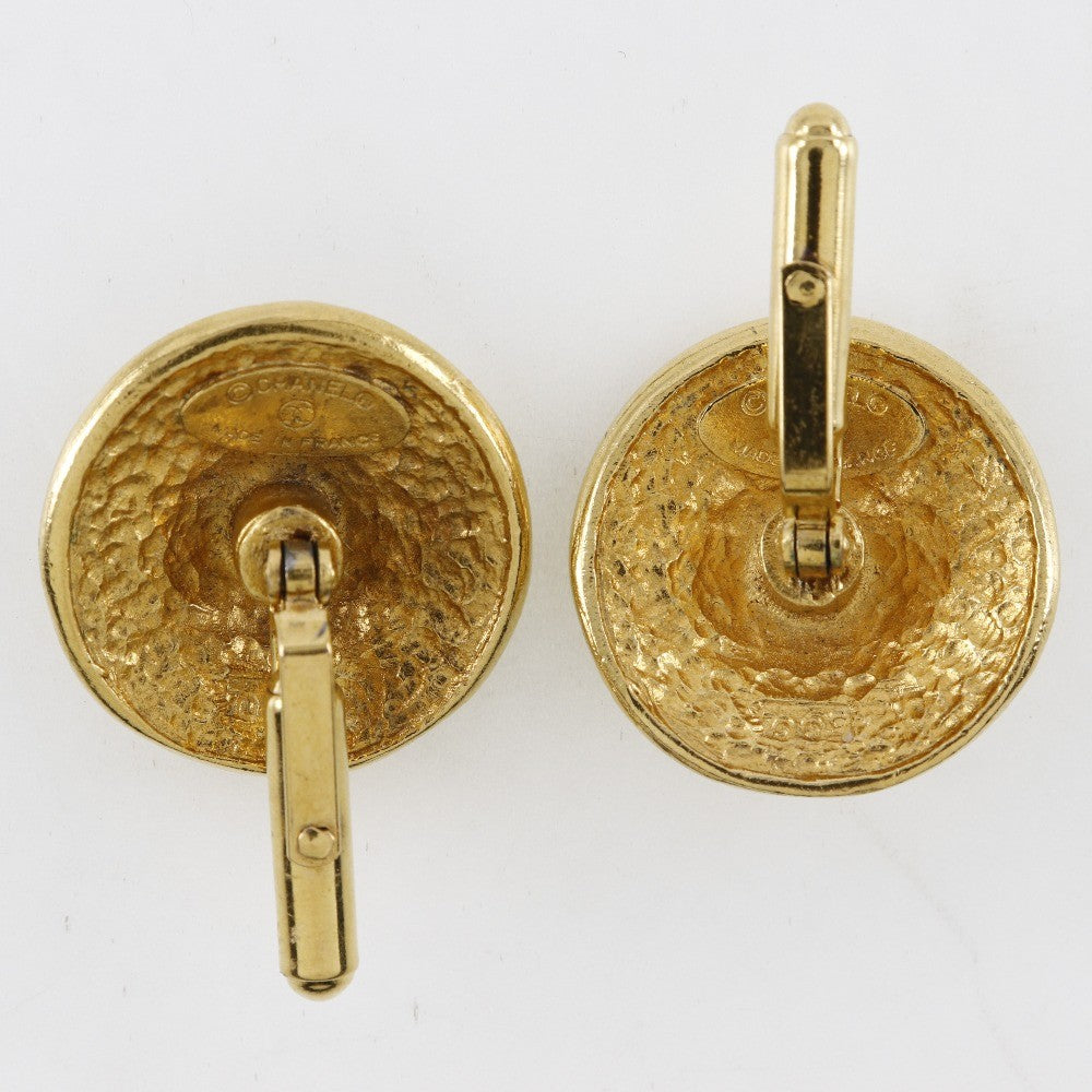 Chanel Vintage Logo Round Cufflinks Plated Gold Gold Gold_Plated Cufflinks Jewelry (Pre-Owned)