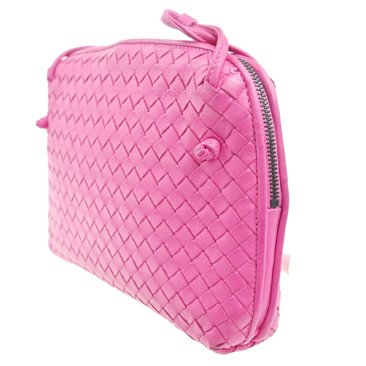 Bottega Veneta Nodini Crossbody Bag Intrecciato Nappa Pink Leather Shoulder Bag Bag (Pre-Owned)