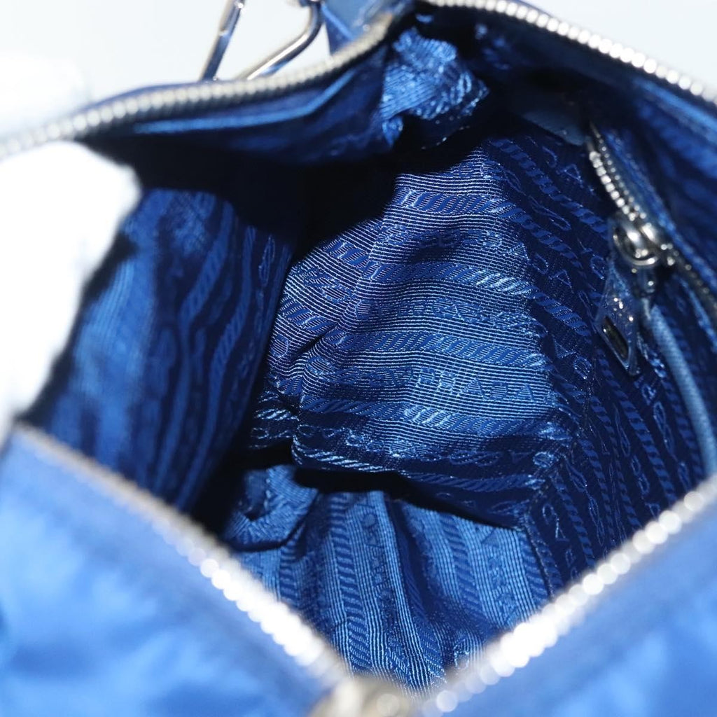 Prada Flat Messenger Tessuto With Leather Blue Nylon Shoulder Bag Bag (Pre-Owned)
