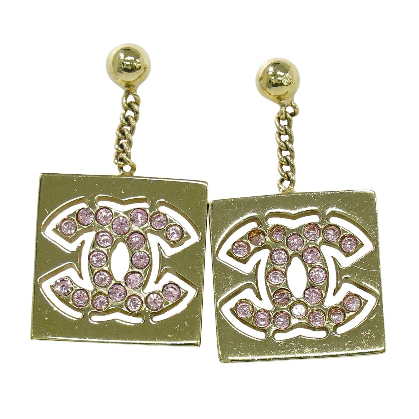 Chanel Cc Dangle Earrings Metal Gold Gold_Plated Earrings Jewelry (Pre-Owned)