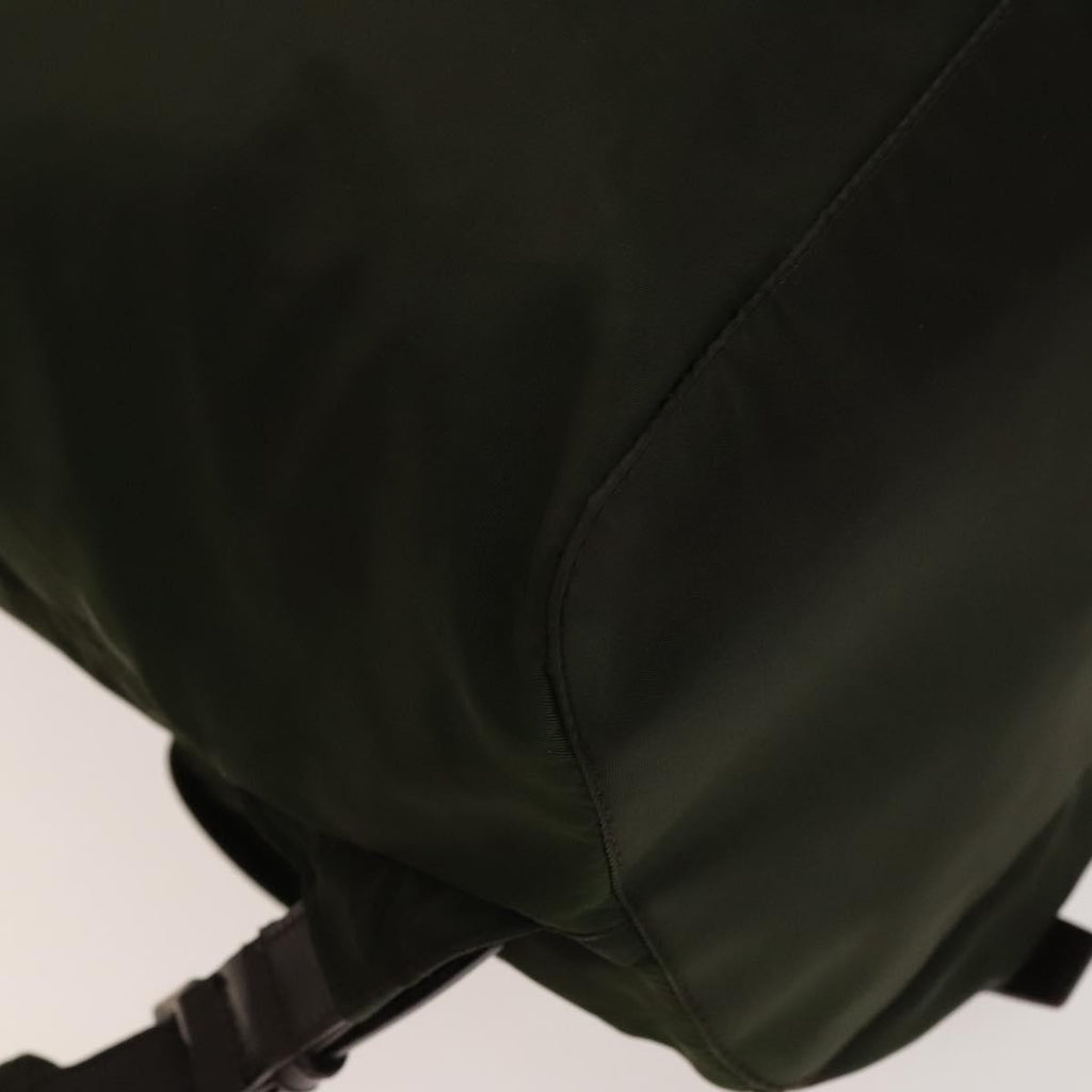 Prada Vela Double Front Pocket Backpack Tessuto With Saffiano Leather Khaki Nylon Backpack Bag (Pre-Owned)