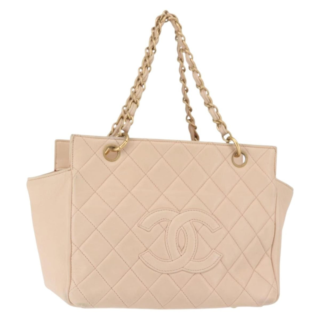 Chanel Petite Timeless Tote Quilted Calfskin Beige Leather Bag (Pre-Owned)