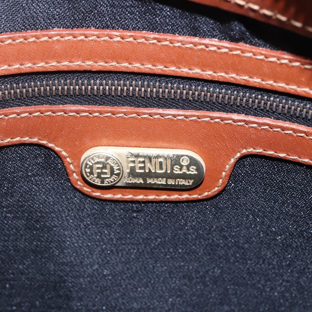 Fendi Vintage Pequin Convertible Boston Bag Coated Canvas Brown Canvas Handbag (Pre-Owned)