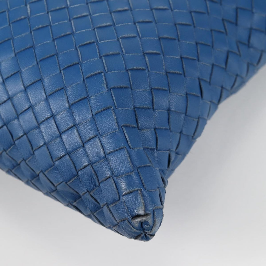 Bottega Veneta Flat Messenger Bag Intrecciato Nappa Blue Leather Shoulder Bag Bag (Pre-Owned)