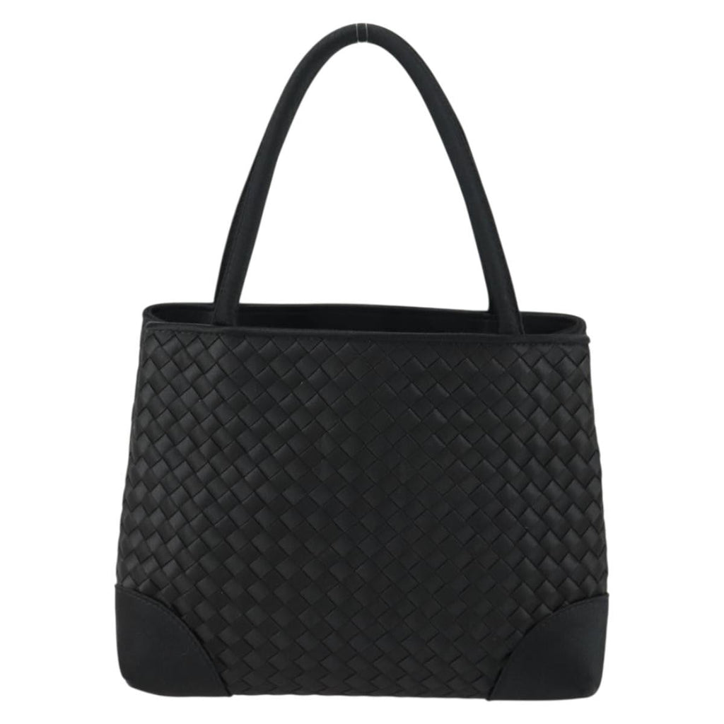 Bottega Veneta Intrecciato Handbag Satin Black Satin Handbag (Pre-Owned)