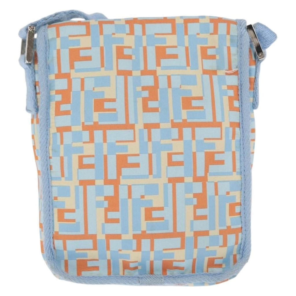 Fendi Logo Zucca Shoulder Bag Zucca Blue Canvas Shoulder Bag Bag (Pre-Owned)