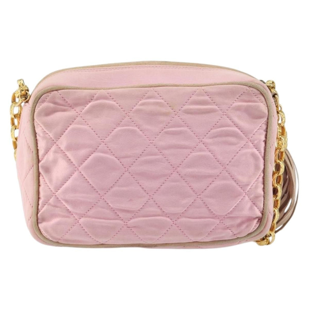 Chanel Vintage Camera Tassel Bag Satin Pink Satin Shoulder Bag Bag (Pre-Owned)