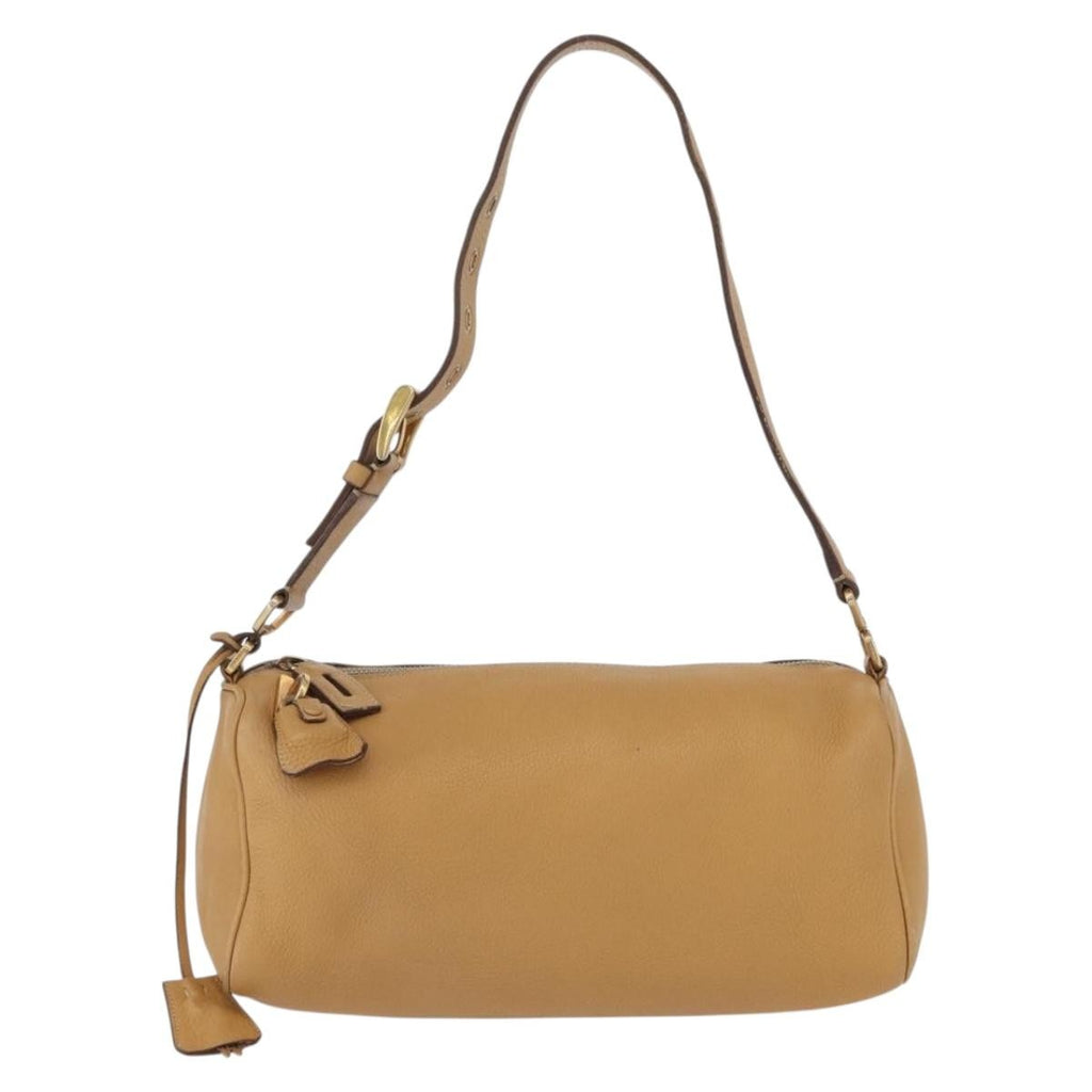 Prada Vintage Shoulder Bag Leather Brown Leather Shoulder Bag Bag (Pre-Owned)