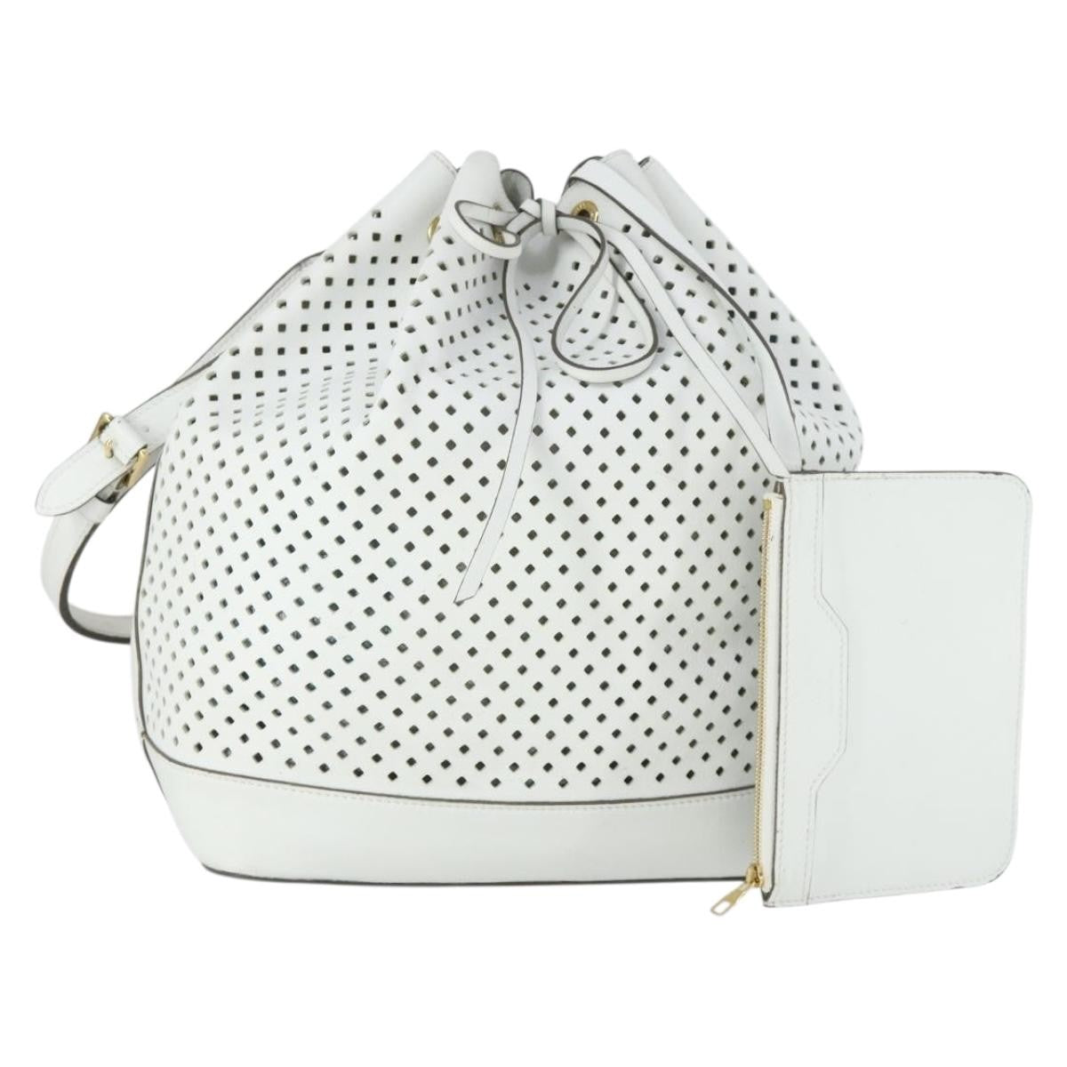 Louis Vuitton Flore Noe Handbag Perforated Leather White Leather Shoulder Bag Bag (Pre-Owned)