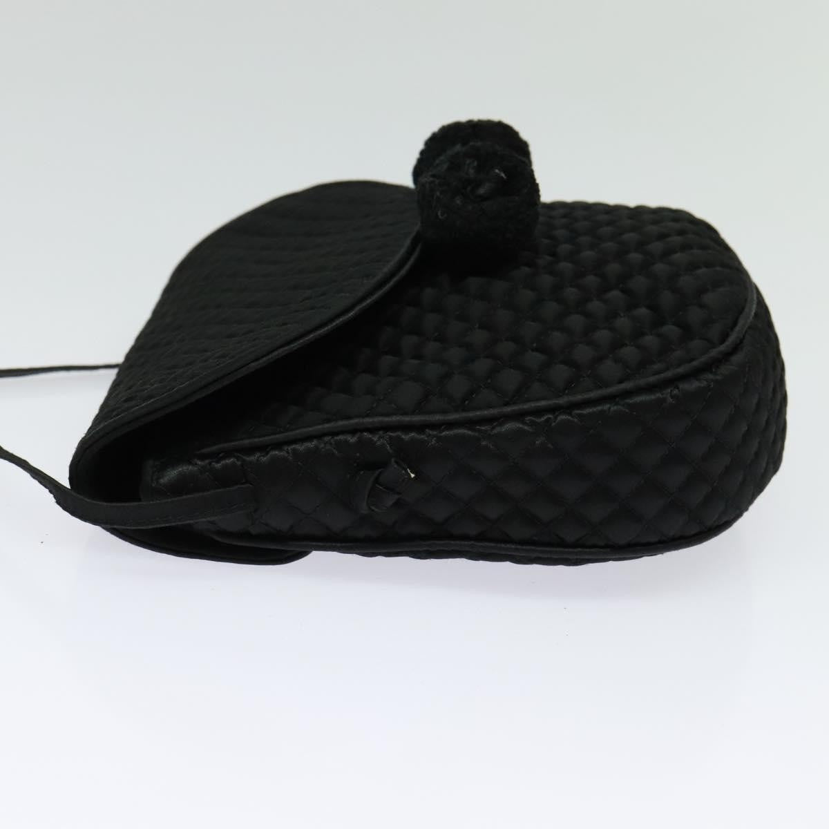 Bottega Veneta Intrecciato Clutch Bag Calfskin Black Satin Shoulder Bag Bag (Pre-Owned)
