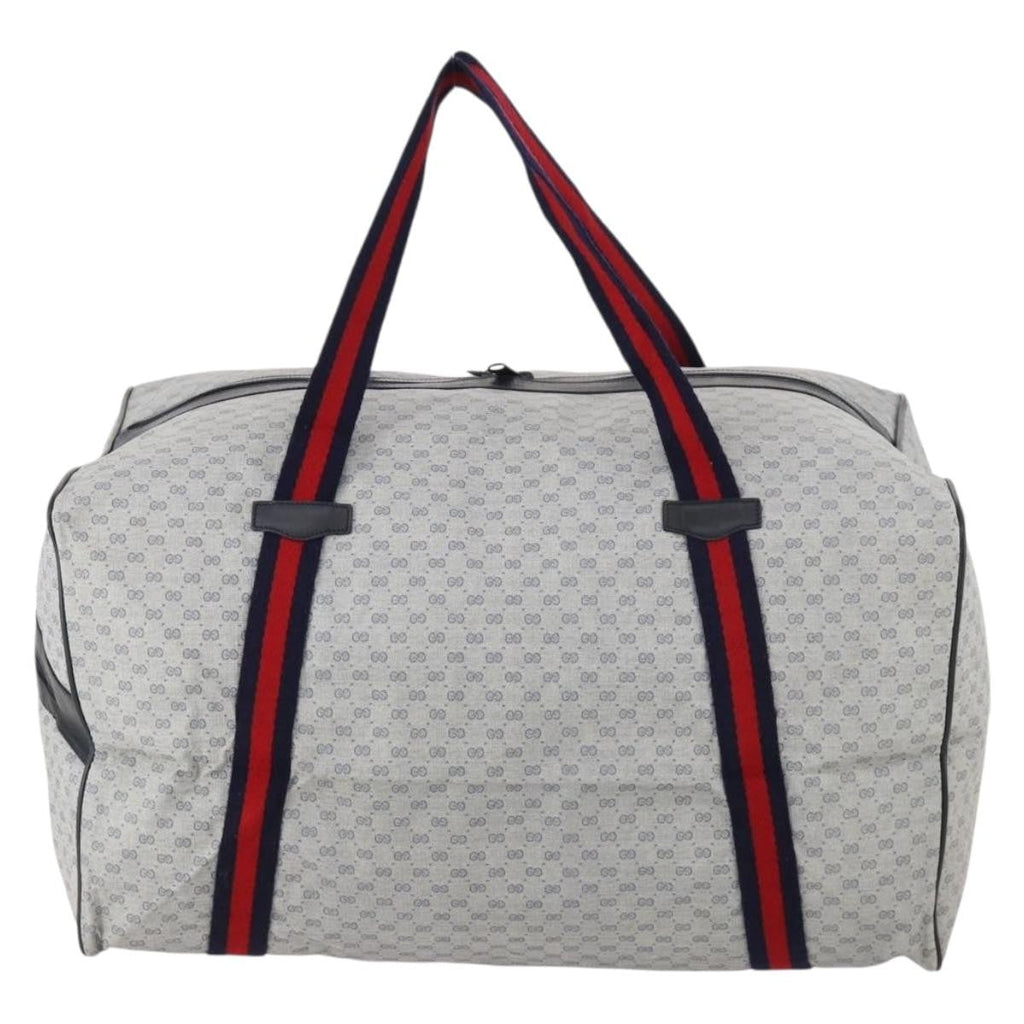 Gucci Web Trim Weekend Duffle Bag Gg Coated Canvas Navy Canvas Travel Bag Bag (Pre-Owned)