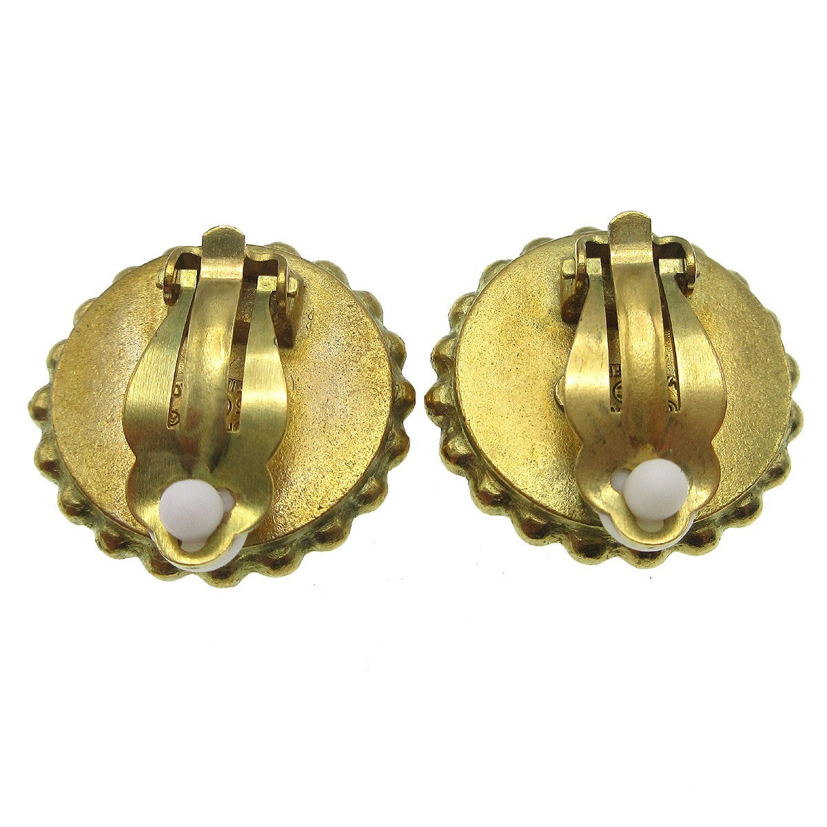 Chanel Cc Round Earrings Metal Black Gold_Plated Earrings Jewelry (Pre-Owned)