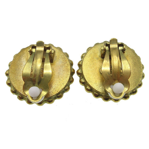 Chanel Cc Round Earrings Metal Black Gold_Plated Earrings Jewelry (Pre-Owned)