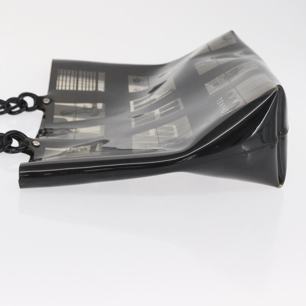 Chanel Coco Window Tote Printed Vinyl Black Plastic Tote Bag Bag (Pre-Owned)