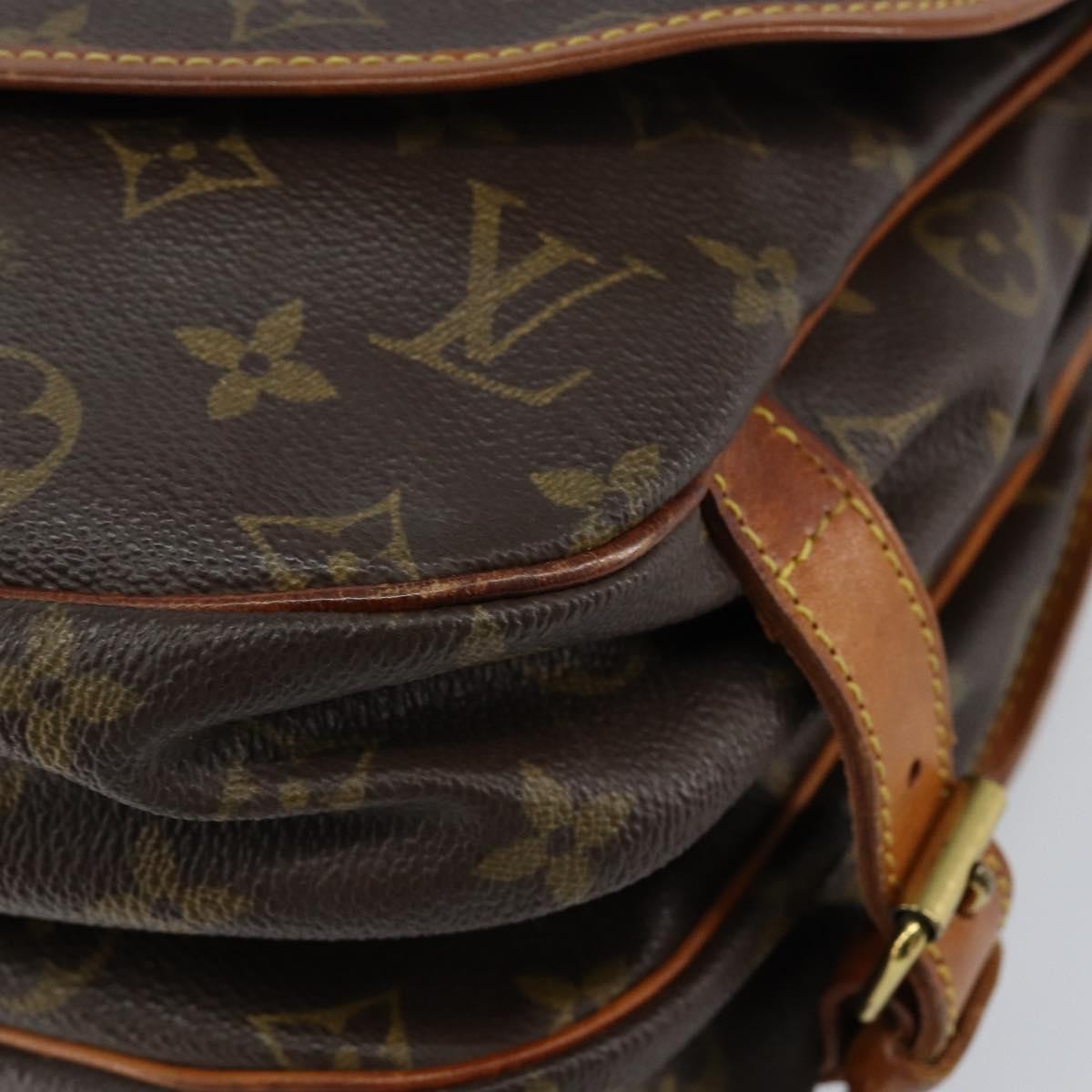 Louis Vuitton Saumur Handbag Monogram Canvas Brown Canvas Shoulder Bag Bag (Pre-Owned)