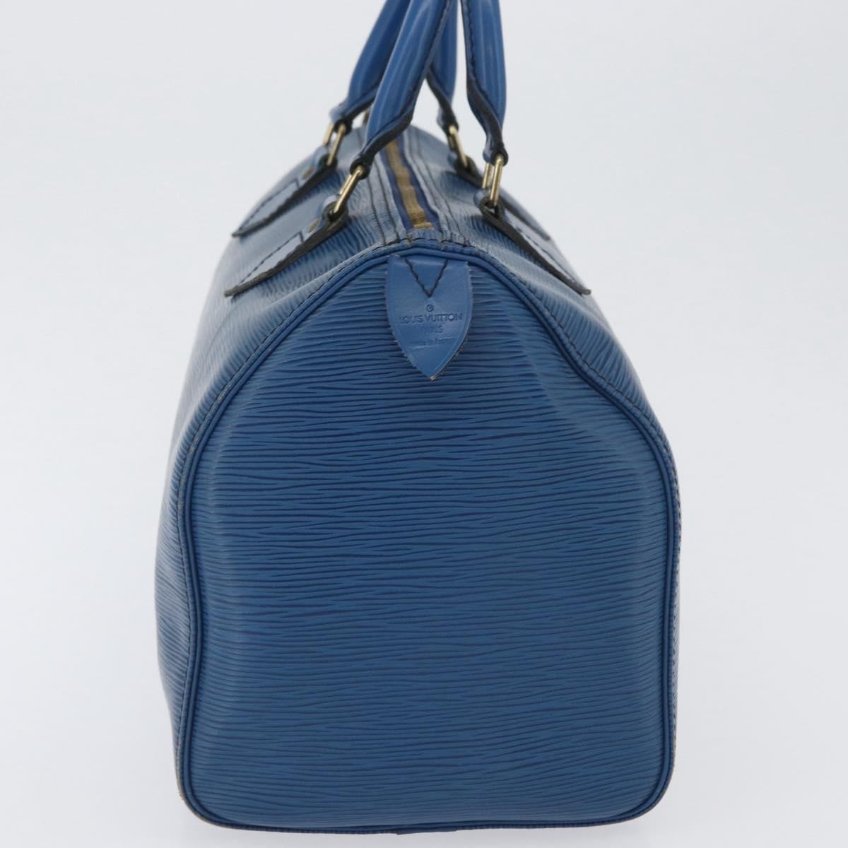 Louis Vuitton Speedy Handbag Epi Leather Blue Leather Handbag (Pre-Owned)