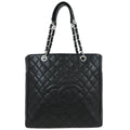 Chanel Petite Shopping Tote Quilted Caviar Black Leather Tote Bag Bag (Pre-Owned)
