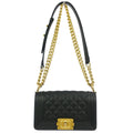 Chanel Boy Flap Bag Quilted Caviar Black Leather Shoulder Bag Bag (Pre-Owned)