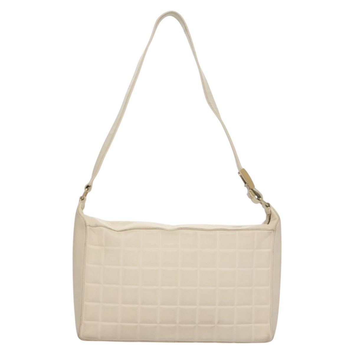 Chanel Chocolate Bar Cc Shoulder Bag Quilted Leather White Leather Shoulder Bag Bag (Pre-Owned)