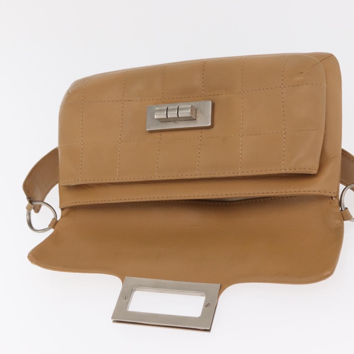 Chanel Giant Mademoiselle Lock Shoulder Bag Quilted Leather Beige Leather Shoulder Bag Bag (Pre-Owned)