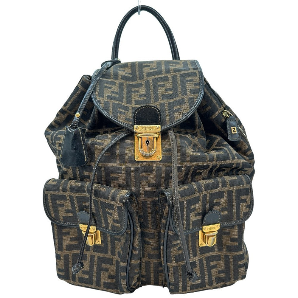 Fendi Fendi Backpack Daypack Zucca Canvas Brown Canvas Backpack Bag (Pre-Owned)