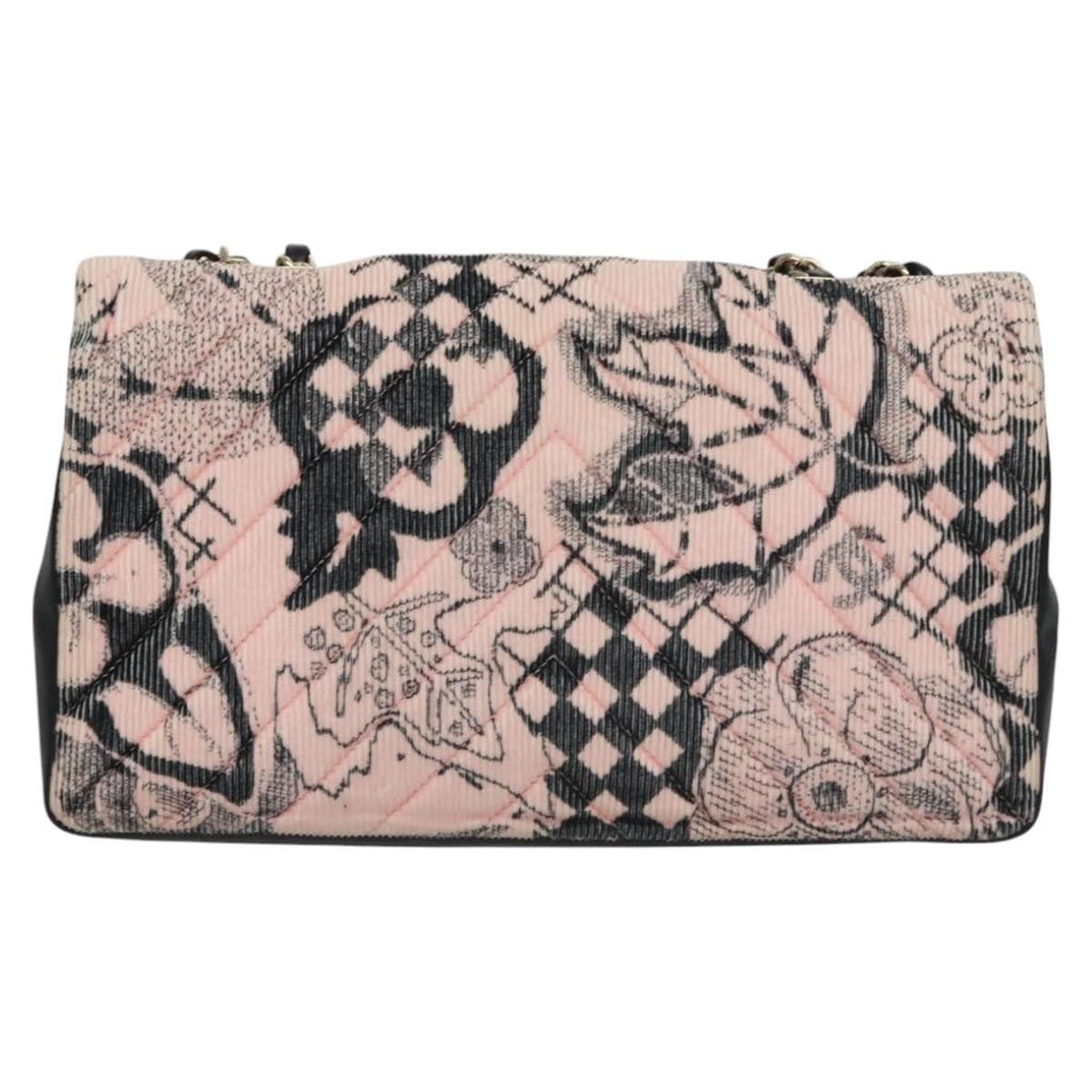 Chanel Flap Shoulder Bag Canvas Pink Cotton Shoulder Bag Bag (Pre-Owned)