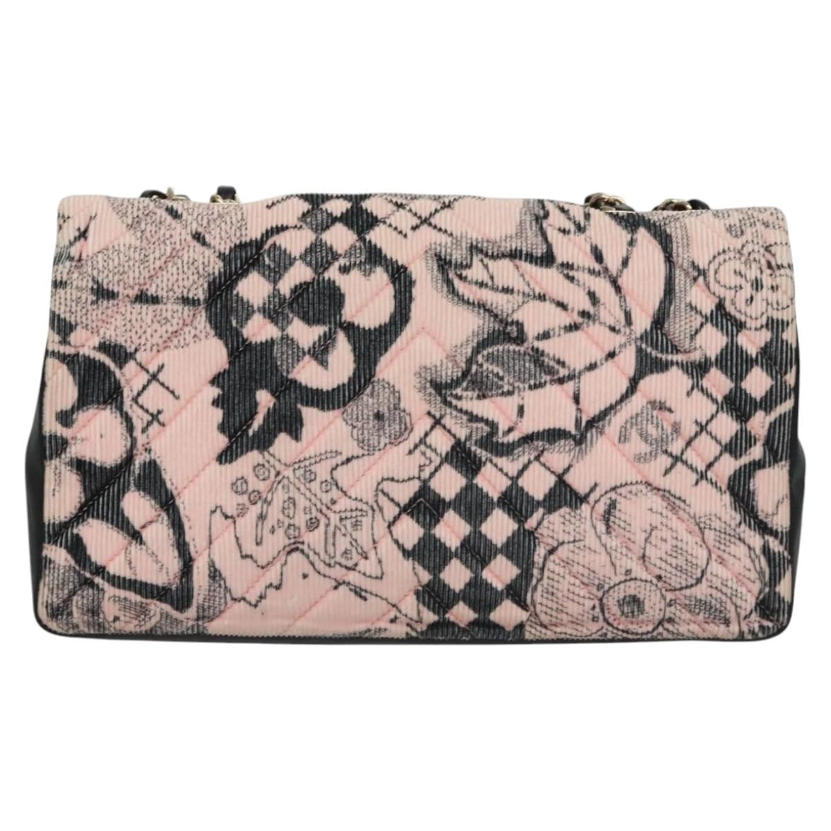 Chanel Flap Shoulder Bag Canvas Pink Cotton Shoulder Bag Bag (Pre-Owned)