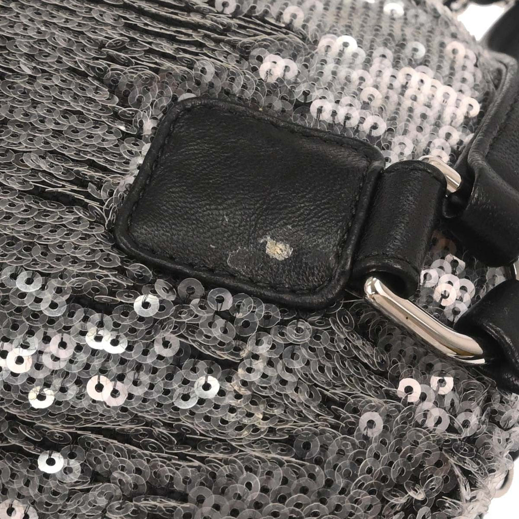 Chanel Waterfall Backpack Sequins With Leather Black Leather Backpack Bag (Pre-Owned)