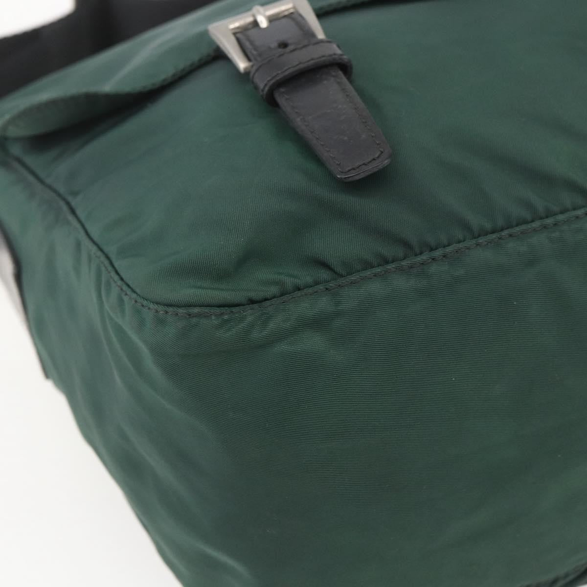 Prada Double Buckle Flap Messenger Bag Tessuto Green Nylon Shoulder Bag Bag (Pre-Owned)